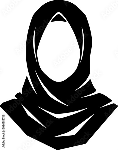 Foto Simple illustration of a woman wearing a hijab headscarf  Muslim female  modest