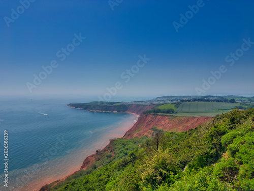 Coastal Beach and Sea Between Exmouth and Budleigh Salterton Devon England