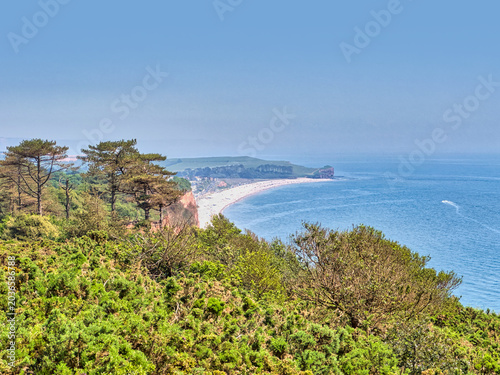 Coastal Beach and Sea Between Exmouth and Budleigh Salterton Devon England