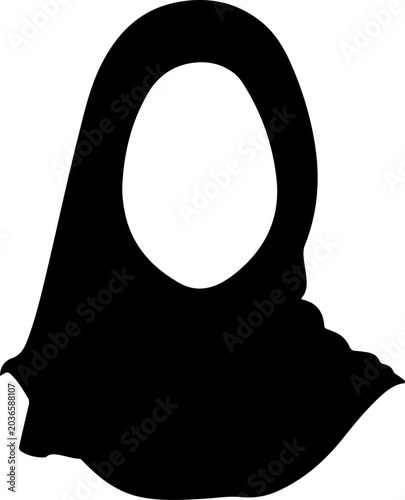 Tableau sur toile Hijab Silhouette Vector Icon – Black and White Minimalist Muslim Woman Headscarf