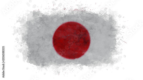 Cuadro en lienzo The Japanese flag is beautifully represented with a watercolor splash, offering an artistic and textured interpretation of the 'Hinomaru' national symbol