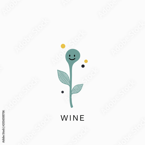Photography Smiling Wine Flower Icon Illustration.