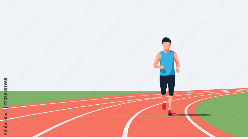 Fototapeta premium man running on red athletic track outdoors
