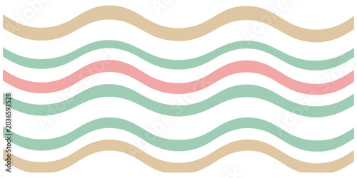 Soft pastel wave lines background with mint green and pink colors for feminine brand design vector
