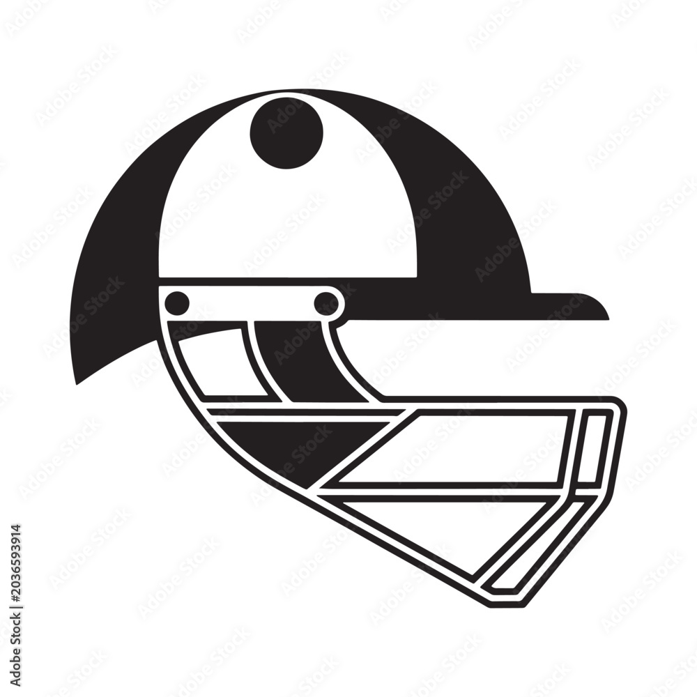 Fototapeta premium Cricket helmet silhouette on a white background simple graphic design