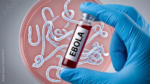 Scientist holding a test tube with ebola virus sample