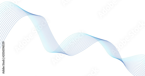 Foto Abstract blue wave, flowing curve, wavy line, vector graphic