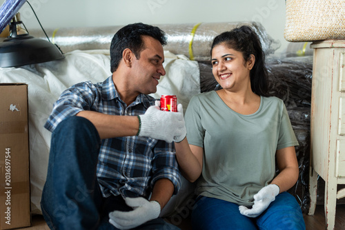 Photography Couple celebrating successful move photo