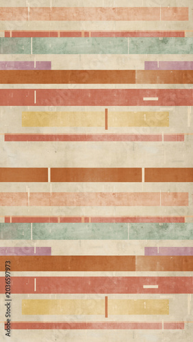 Abstract background featuring muted, earthy-toned horizontal rectangles layered over a textured beige surface, creating a vintage graphic pattern.