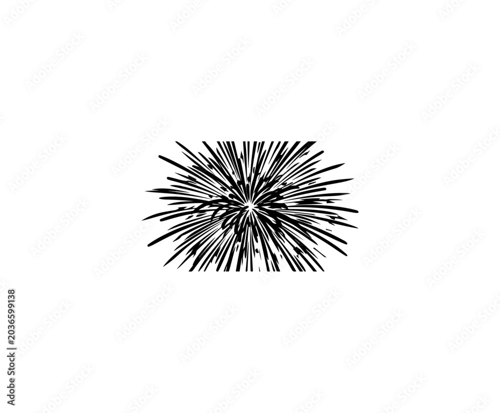 Obraz premium Geometric burst, abstract explosion, black lines, dynamic shape, vector graphic