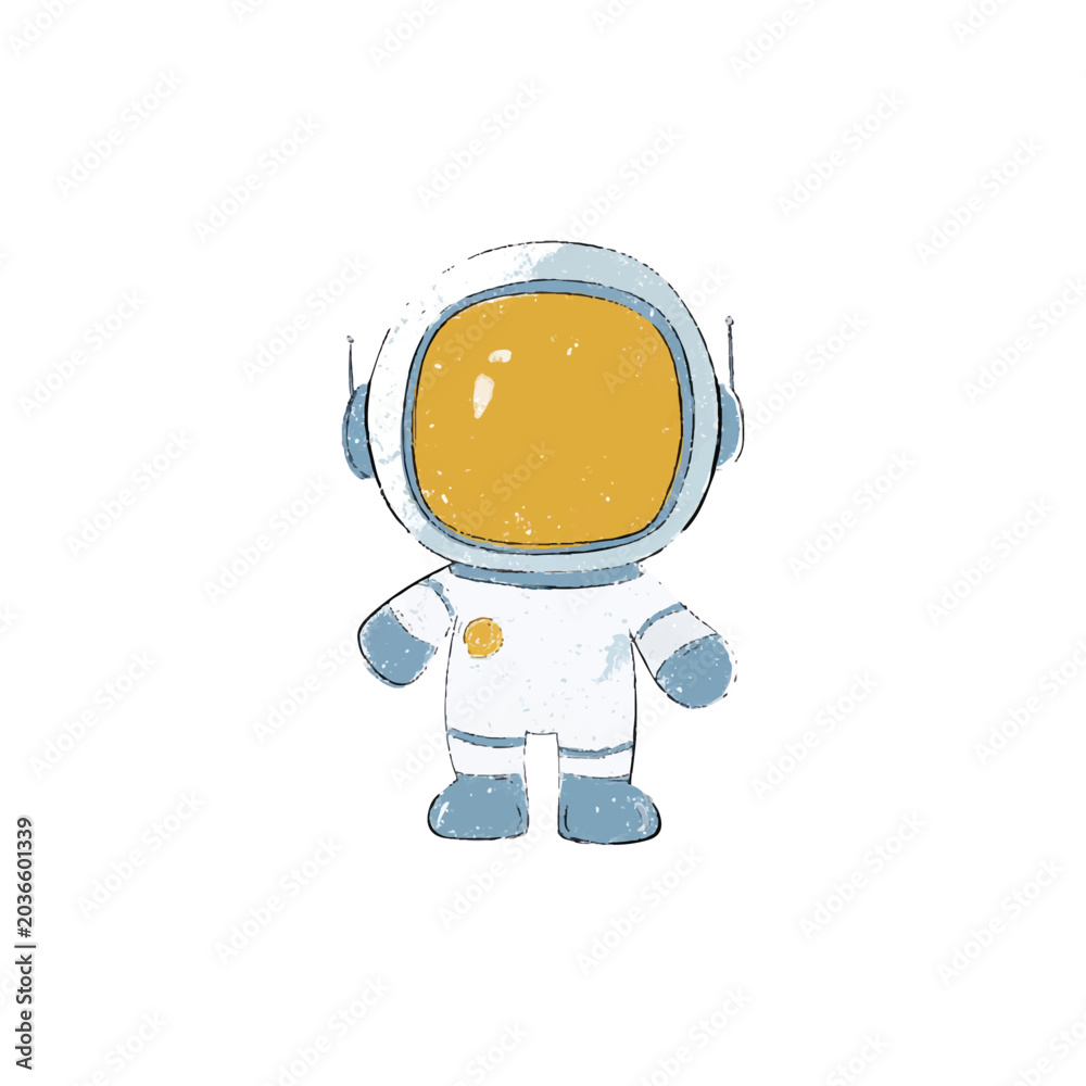 Obraz premium cute cartoon astronaut with yellow visor.