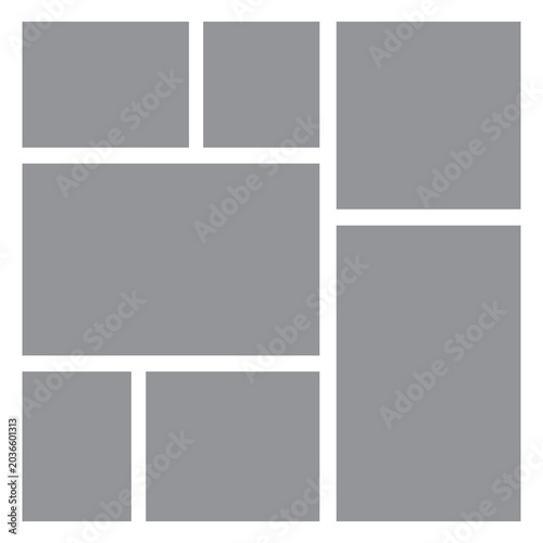 Canvastavla 7 Image Photo Collage, 5 Empty geometric photo collage grid rectangle template shape