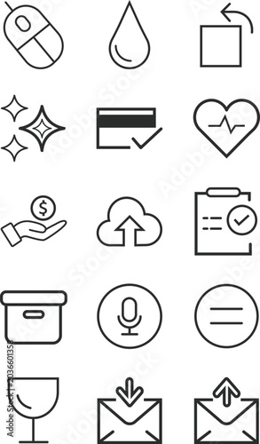 Minimalist Line Icon Set for Web and Business UI
