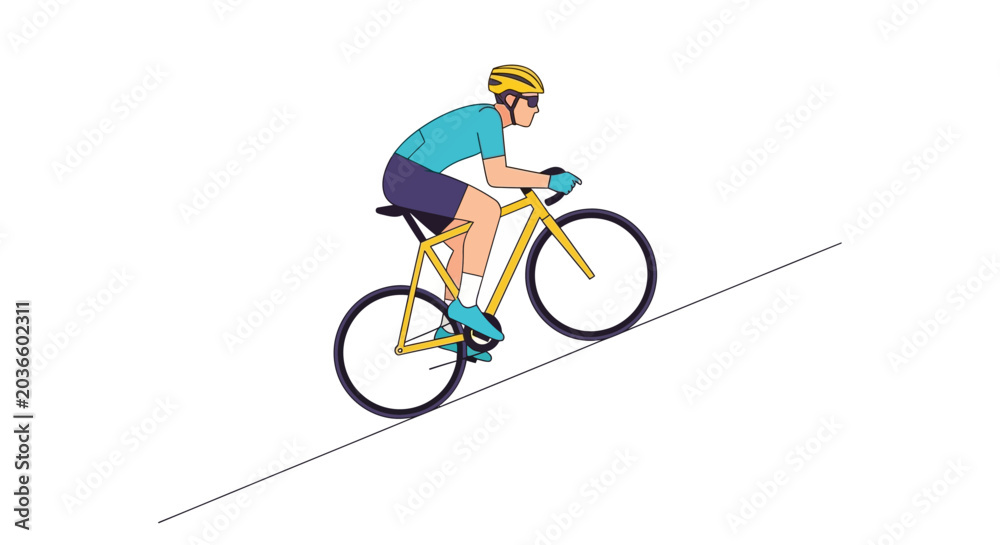 Fototapeta premium Man riding bicycle on a slope.