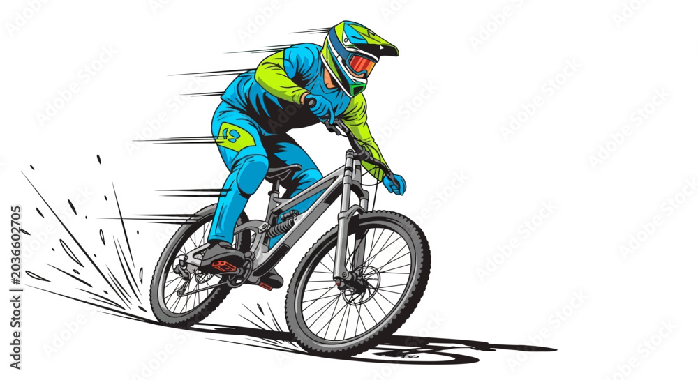 Naklejka premium Professional cyclist riding a bicycle fast.