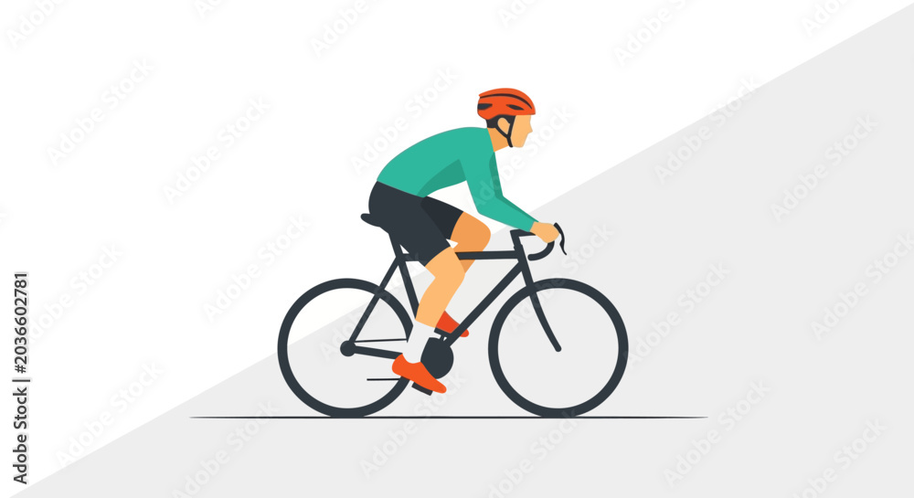 Fototapeta premium Cyclist riding bicycle on road.