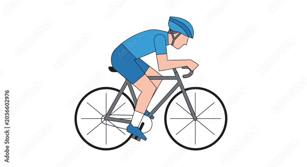 Fototapeta premium Cyclist riding a bicycle quickly outdoors.