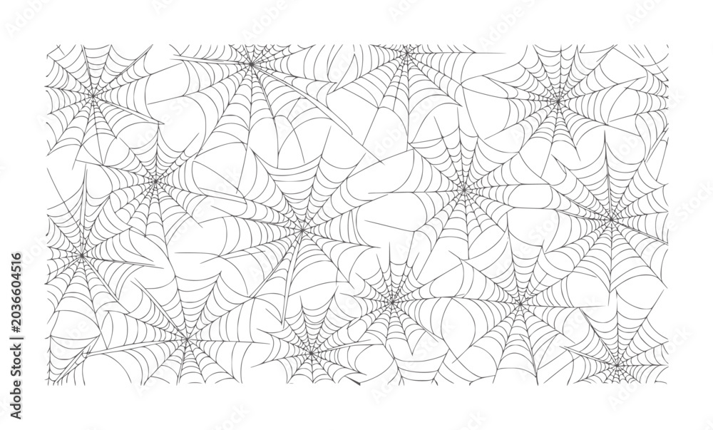 Fototapeta premium Black spiderwebs pattern white halloween