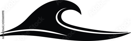 Silhouette design of a stylized ocean wave cresting on clear background vector