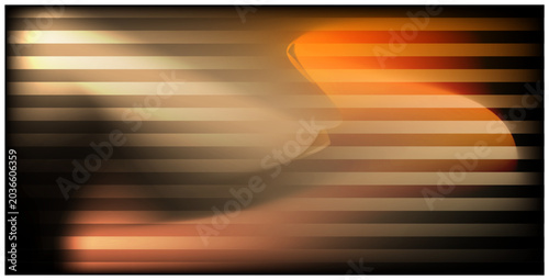 Abstract luxury background template, dark brown and golden horizontal geometric rectangle stripes, elegant warm gradient on fluid blurred backdrop, defocused metallic wave texture for creative graphic