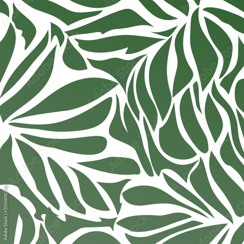 A stylish tropical leaf pattern featuring bold monstera shapes in dark green on a soft muted background. The flowing organic forms create a modern botanical design suitable for wallpapers, textiles
