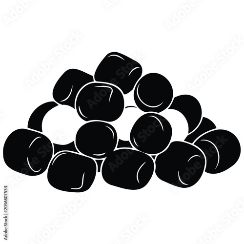 Schilderij op canvas Pile of delicious marshmallows sweet food vector silhouette illustration line art graphic