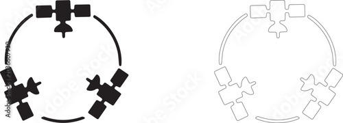Bild auf Leinwand Satellite constellation vector icon, orbital network symbol, global communication, navigation, telecommunications and aerospace technology