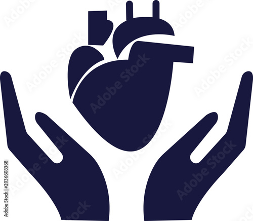 Hands cradling a heart in a symbolic gesture of care and protection vector illustration eps