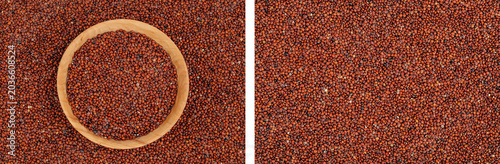 Obraz na płótnie red quinoa seeds in wooden bowl as a background