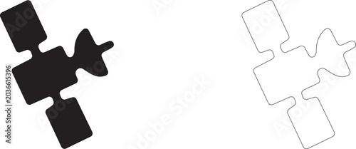 Foto Space satellite vector icon, orbital communication spacecraft symbol, telecommunications, global internet and aerospace technology