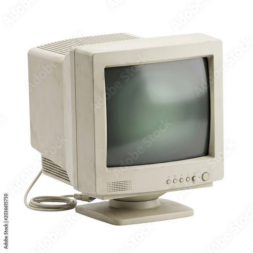 Quadro su tela Vintage beige CRT computer monitor isolated on transparent background