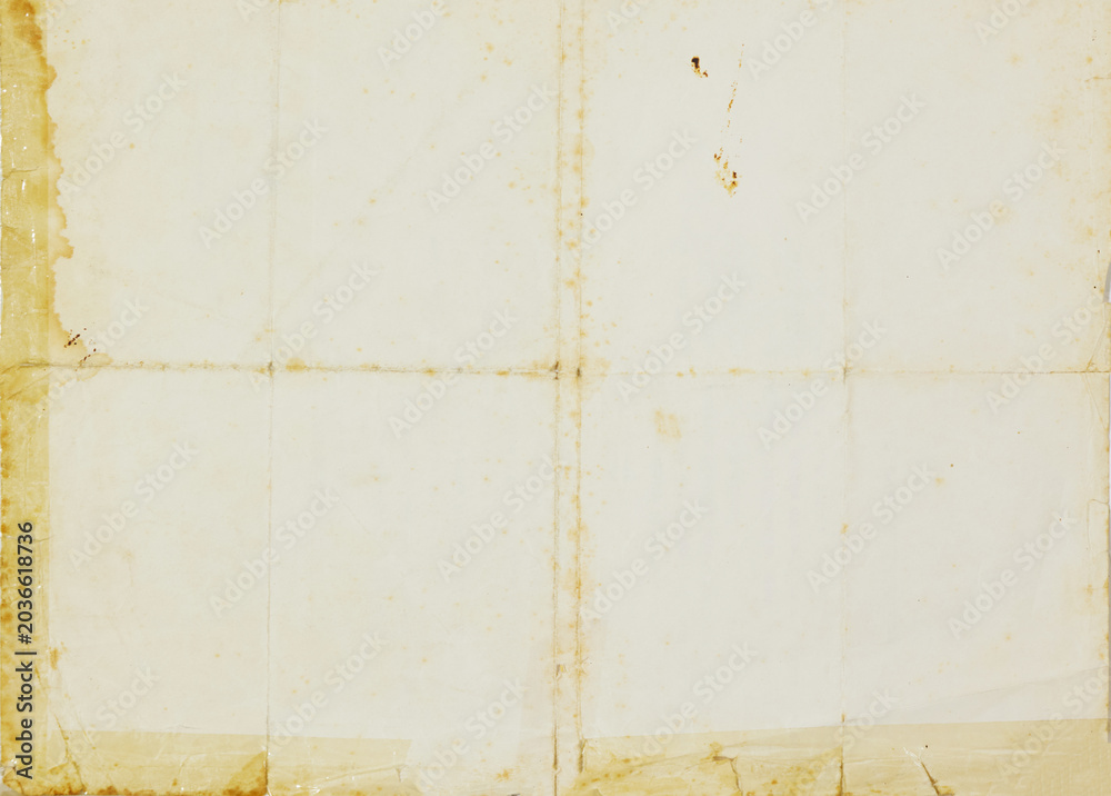 Fototapeta premium Aged Vintage Paper Texture Background With Stains and Creases for Retro Design and Art Projects