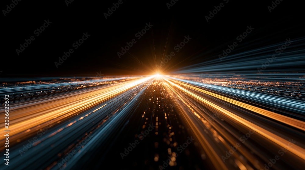 Obraz premium A stunning visual representation of speed and technology with vibrant light trails in the night