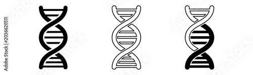 Dna double helix structure icons in black and white