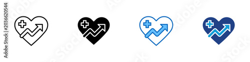 Bild auf Leinwand Health Progress Multiple Style Icon Design Vector - Heart with cross and rising