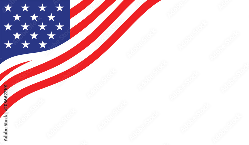 Fototapeta premium American Flag Wave Corner Background Vector Illustration for Independence Day Patriotic Banner EPS