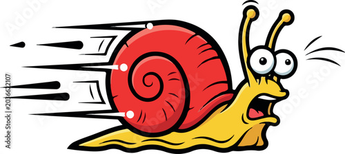 Фотография Funny Fast Snail With Exaggerated Expression