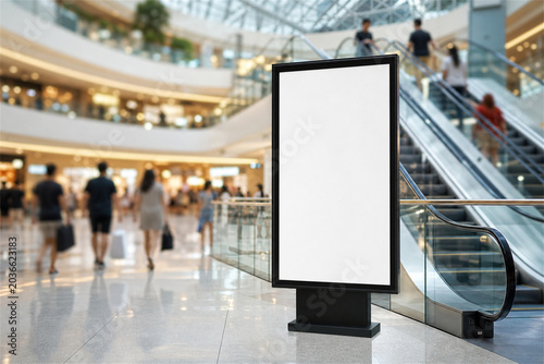 Blank Vertical Digital Billboard Mockup in Luxury Shopping Mall