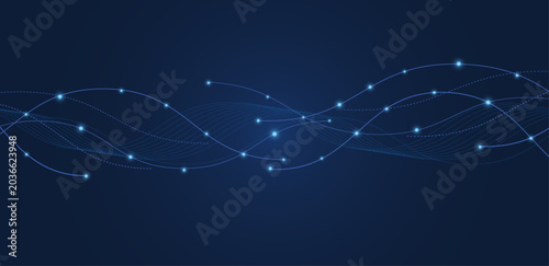 Φωτογραφία Abstract technology background featuring flowing data streams, glowing network dots and data flow lines for futuristic innovation concept