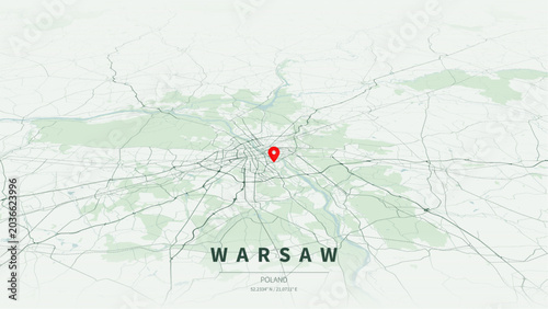 Bild auf Leinwand Modern minimalist vector map of Warsaw, Poland
