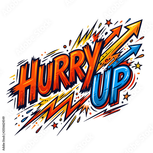 Photos Hurry Up Flat Vector Illustration