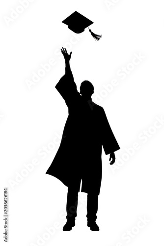 Graduate Celebration Diploma Silhouette Isolated Achievement Concept
