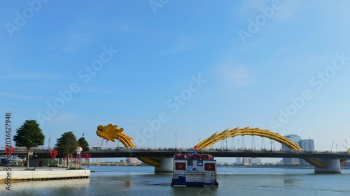 Dragon bridge over Han river in Danang, Vietnam. A famous landmark in Da Nang.