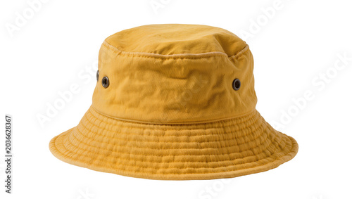 Foto Yellow corduroy bucket hat with eyelets
