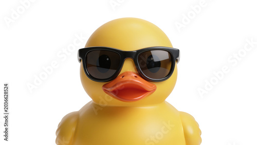 Fotografia Yellow rubber duck wearing black sunglasses