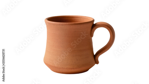 Obraz na plátne Terracotta mug with handle, rustic earthenware pottery