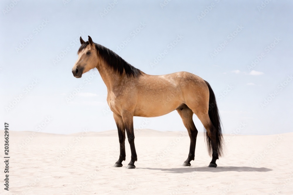 Obraz premium Majestic horse standing desert landscape.