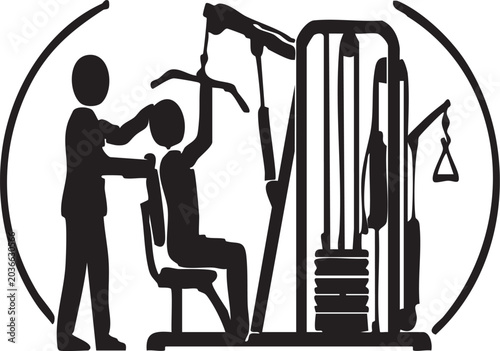 Photos Muscle Strengthening Rehabilitation Equipment and Leg Press Exercise Silhouette
