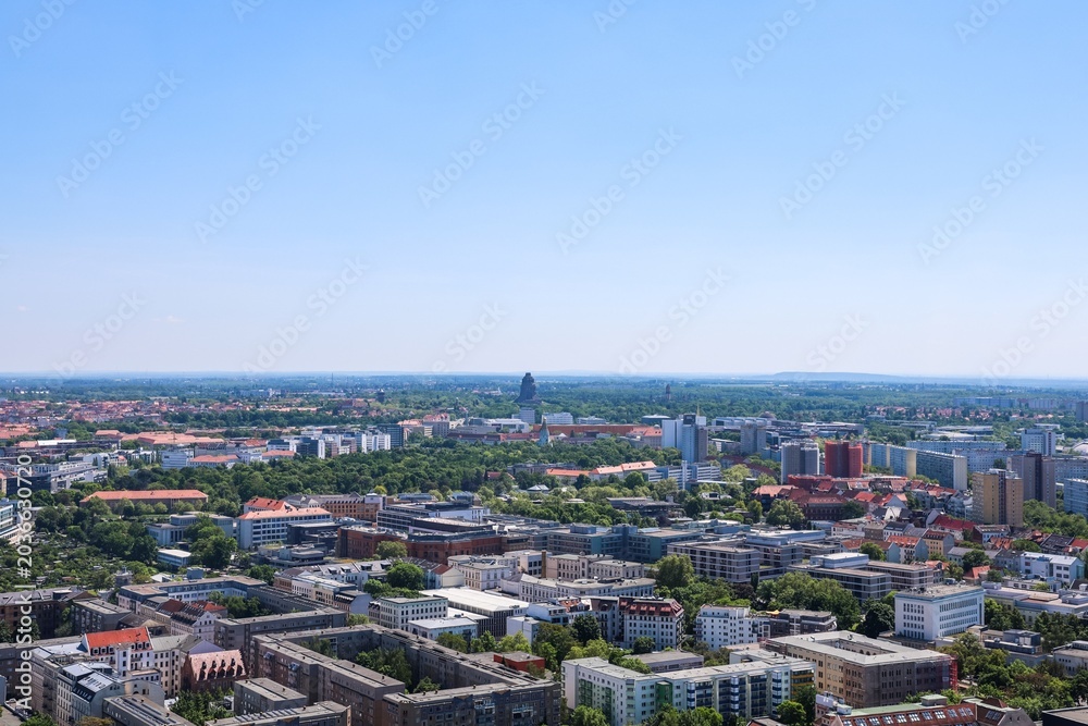 Fototapeta premium Leipzig city aerial overview showing urban architecture and green spaces