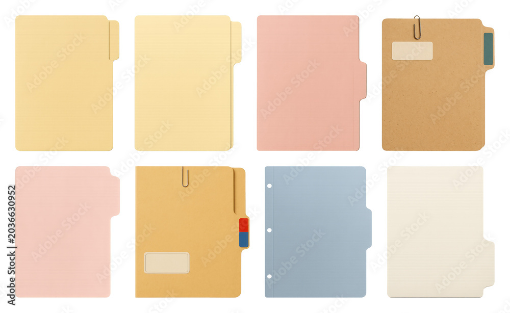 Fototapeta premium PNG Colorful organized office folders on transparent background